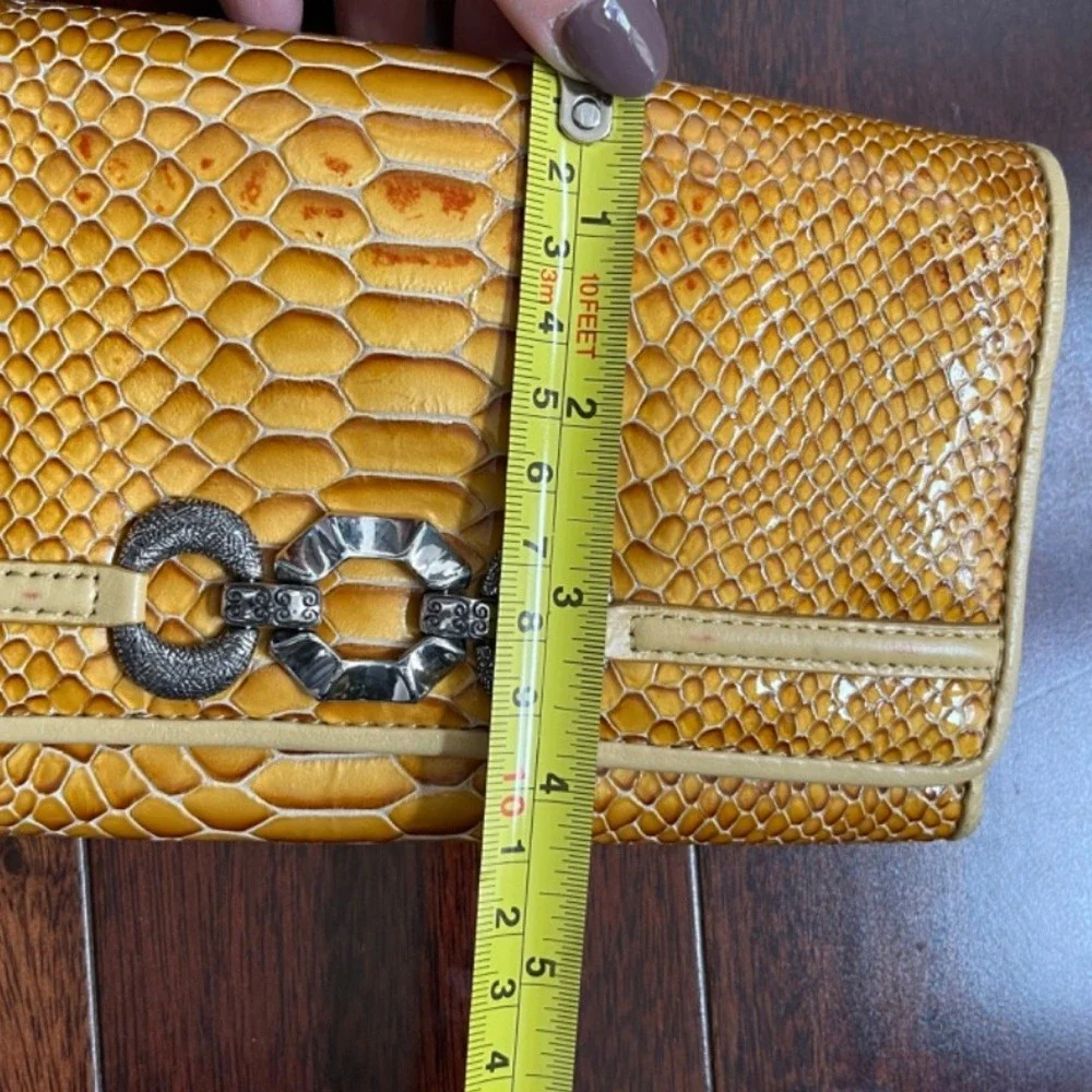 Brighton Snakeskin Wallet Patent Leather Crocodile Tan Silver Preppy Y2K Travel‎